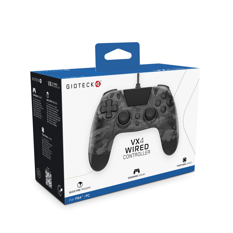 PlayStation 4 GIOTECK VX-4 Premium Wired Controller dark camo