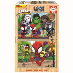 Educa - 2x25 Spidey AND His Amazing Friends Wood Puzzles 80-19289 - Toys