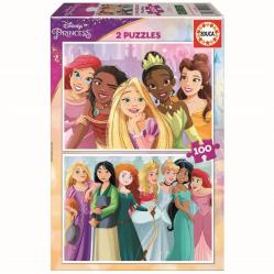 Educa - 2x100 Disney Princess 2 Puzzles Wood 80-19298 - Toys