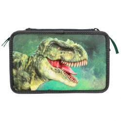 Dino World - Triple Pencil Case - Green With 3D Effect -  0412475  - Toys