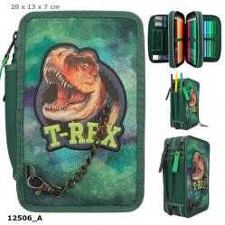 Dino World - Triple Pencil Case - T-REX - Green - 0412506 - Toys