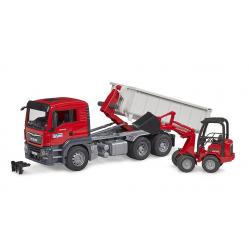 Bruder - MAN TGS truck with roll-off container AND SchAffer yard loader 03767 - Toys