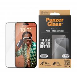 PanzerGlass - Screen Protector iPhone 15 Pro Max - Ultra-Wide Fit w. EasyAligner - Electronics