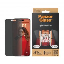 PanzerGlass - Privacy Screen Protector iPhone 15 Pro - Ultra-Wide Fit w. EasyAligner - Electronics