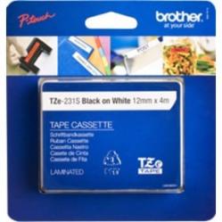 Brother - TZe Tape 12mmx4m Laminated Black AND White - Office and School Supplies