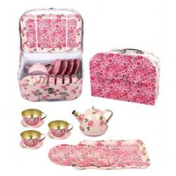 Magni - Tea set in suitcase with flowers 3903 - Toys