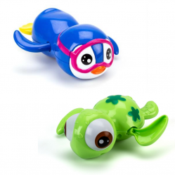 Magni - Pull Up Bathing Animals - Green Turtle AND Blue Penguin 3615-3617 - Toys