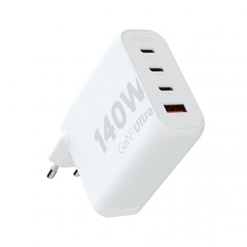 Xtorm - 140W GaN2 Ultra Home Charger 3xUSB-C-USB-A White - Electronics