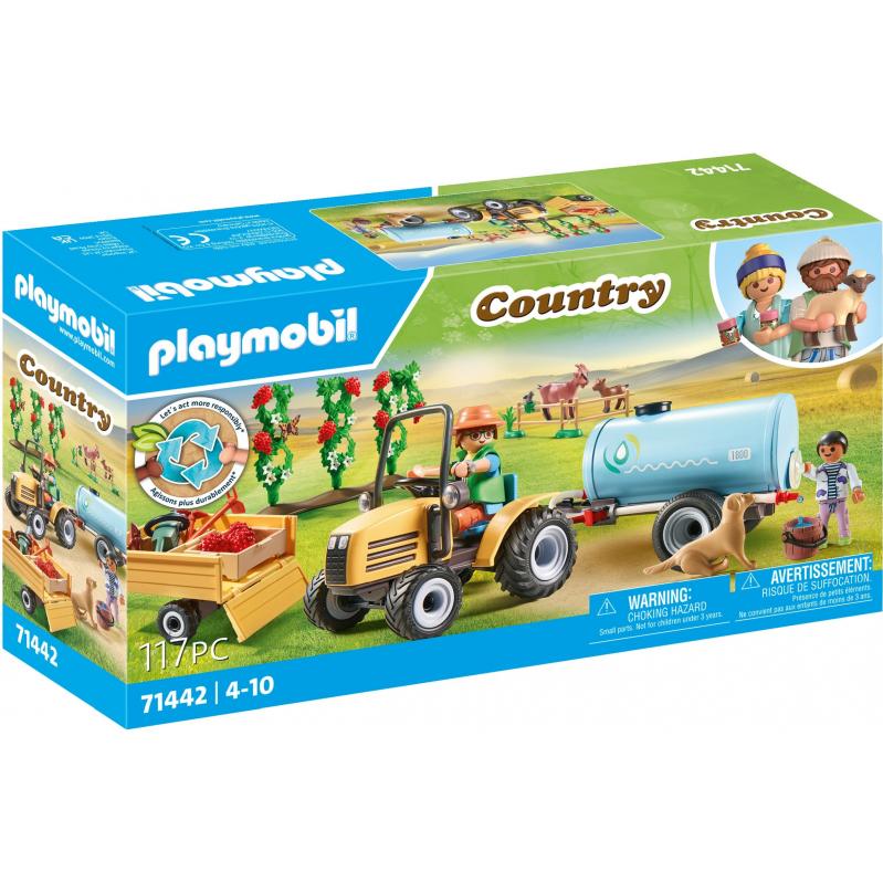 Playmobil - Tractor with trailer and water tank 71442 - Toys