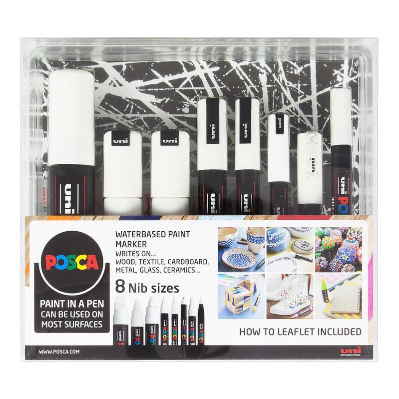 Posca - 8 Nib Size White Set 401618 - Toys