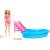 Barbie - Doll And Pool Playset, Blonde With Pool, Slide, Towel And Drink Accessories (HRJ74) - Toys