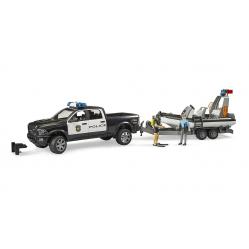 Bruder - RAM 2500 Police Pickup with L AND S Module trailer and boat 02507 - Toys