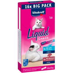 Vitakraft - Liquid Snack Multipack with Liver Sausage and Salmon MSC for cats 16x15gr (58000) - Pet Supplies