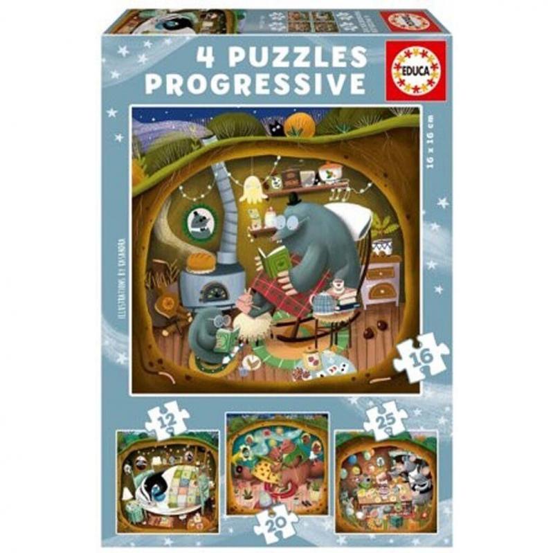 Educa - Progressive Puzzle Forest Tales 12-16-20-25 pcs 80-19685 - Toys