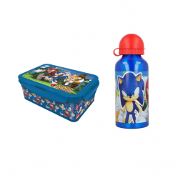 Stor - Lunch Box w-Removable Compartments AND Water Bottle 400 ml - Sonic - Toys