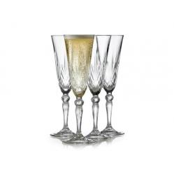 Lyngby Glas - Crystal Clear Melodia Champagne Glass 16 cl - Set of 4 916096 - Home and Kitchen