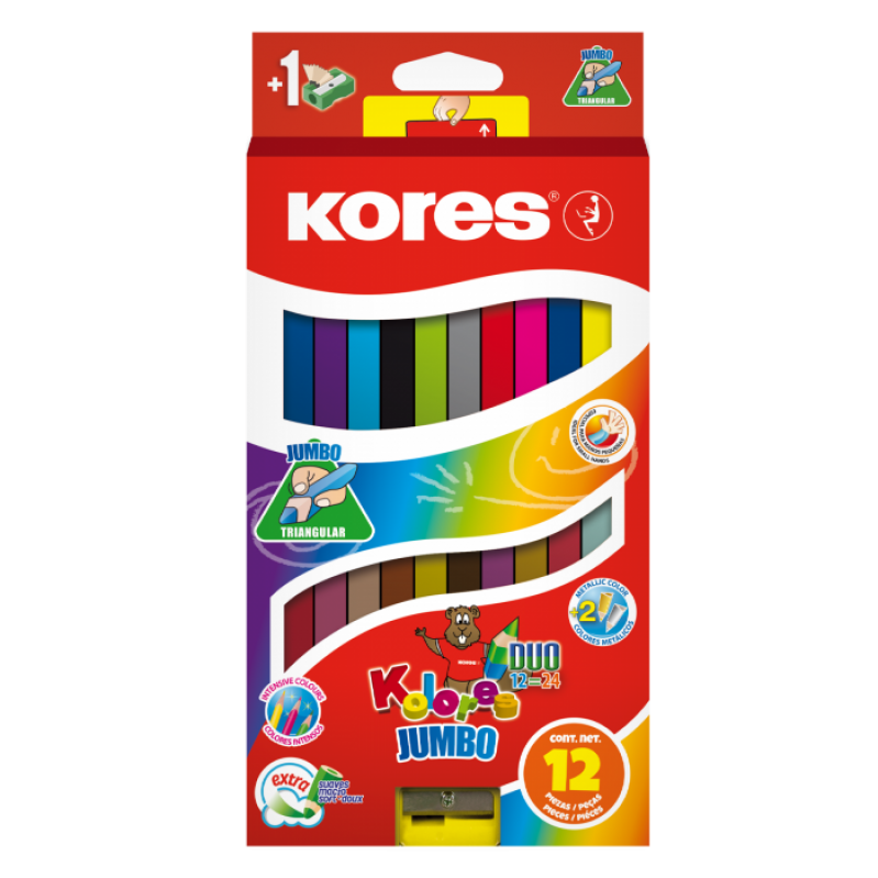 Kores - Kolores - Jumbo Dou 12 Coloured Pencils (93252) - Toys