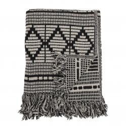 Bloomingville - Gutte Recycled Cotton Throw 160x130 cm - Black - Home and Kitchen