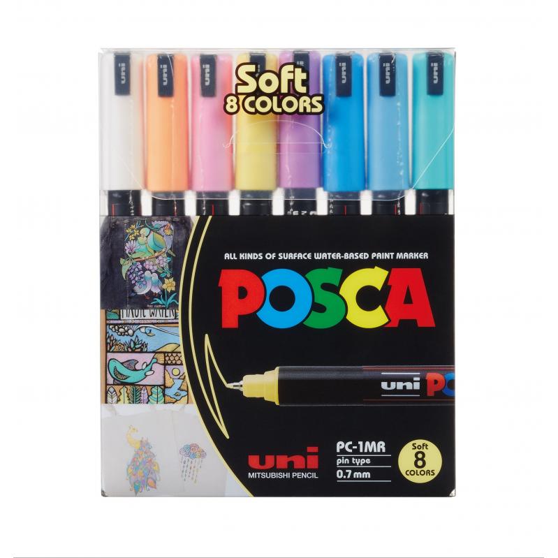 Posca - PC1MR - Extra Fine Tip Pen - Soft Colors 8 pc - Toys