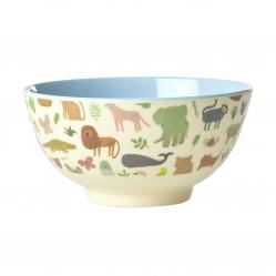 Rice - Melamine Bowl Medium 700 ml Dusty Blue Sweet Jungle Print - Baby and Children