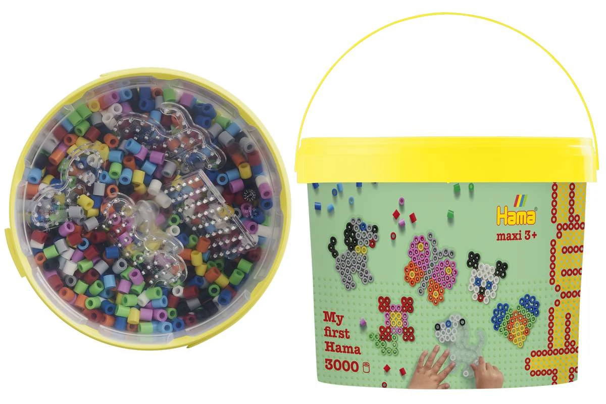 Hama - Maxi beads - 3000pcs + 4 plates in bucket (388806) - Toys