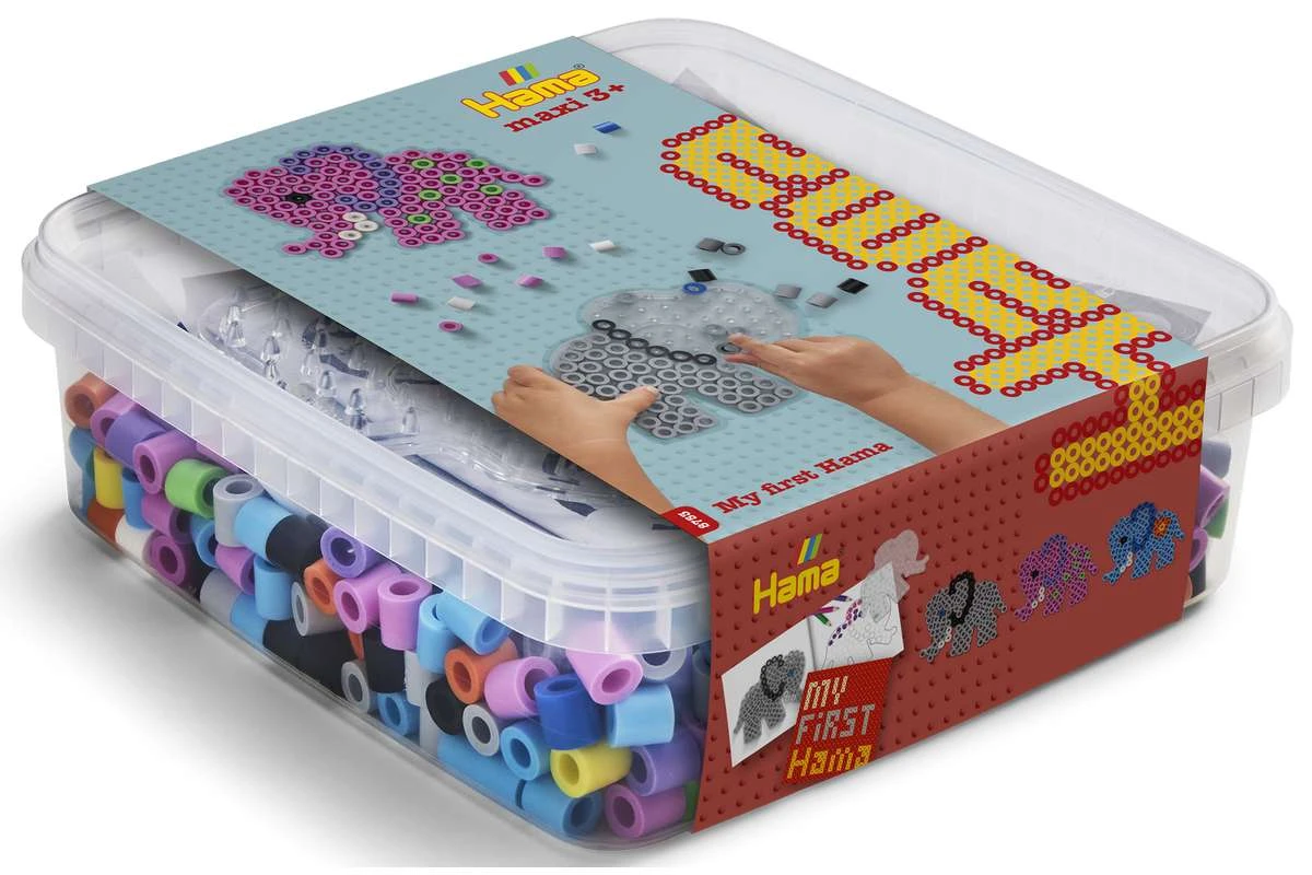 Hama - Maxi beads and pin plate in bucket - Elephant (388753) - Toys