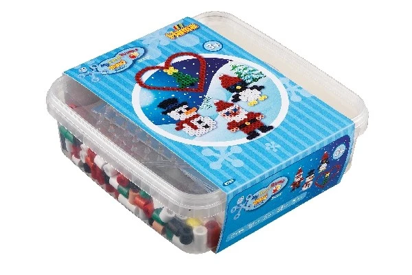 Hama - maxi beads Christmas 600pcs + plate 8206 in bucket (388749) - Toys