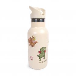 Filibabba - Stainless steel water bottle - Dino Beach - Beige - 6-60 m (FI-03589) - Home and Kitchen