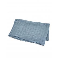 Smallstuff - Baby blanket, fishbone, merino wool - Blue - 80x100 cm (70007-84) - Sport and Outdoor