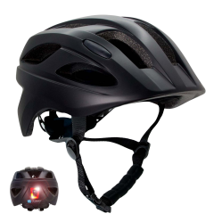 Crazy Safety - Black SWAT Bicycle helmet for kids 6-12 years with USB rechargeable built-in red LED light - Black - M 54-58cm - Toys