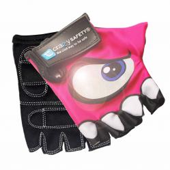Crazy Safety - Pink kids bike gloves with reflective eyes padded palms - Pink - Size S - Toys