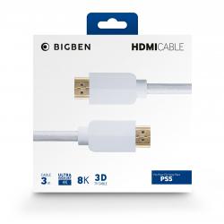 Nacon HDMI Cable 2.1 Braided, 8K - 3m, White - PlayStation 5