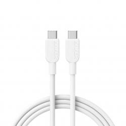 Anker - USB-C to USB-C Cable (3 ft, 240W, Braided) – White - Electronics