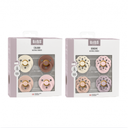 BIBS Pacifier Colour 4 PACK IvoryBlushWoodchuckBlossom AND 4 PACK Dusky Lilac Mix Size 2 Baby and Children