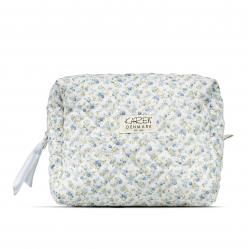 Karen - Large toiletry bag - Blue small floral quilt - Luggage and Travel Gear
