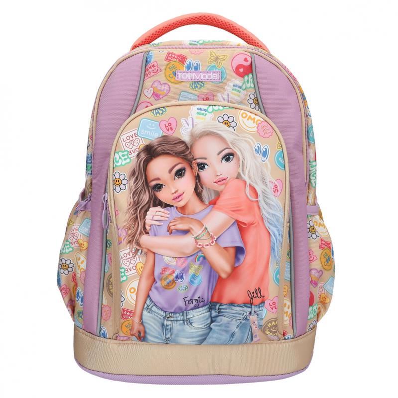 Topmodel - School Backpack GIRL POWER - Beige, Lilac, and Coral (413285) - Luggage and Travel Gear