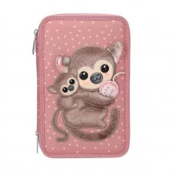 Topmodel - TOPModel Triple Pencil Case JUICY - Dusky Pink with Orange Dots (413323) - Toys