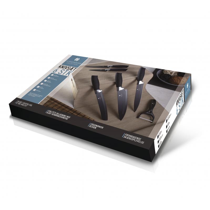 Scandinavian Collection - 6 Pack Knife Set - Sort - Home and Kitchen