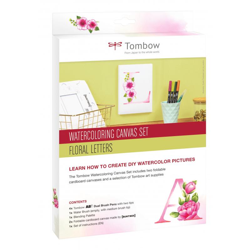 Tombow - Watercoloring Canvas set Floral Letters - Toys