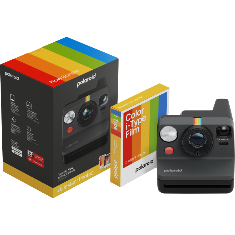 Polaroid - Now Gen 3 Black - Bundle with Color Film (8 photos) - Electronics