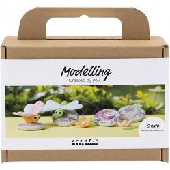 Creative - Mini Craft Kit Modelling, Stone with insect, grey, light pink, light turquoise, 1 pack - () - Toys