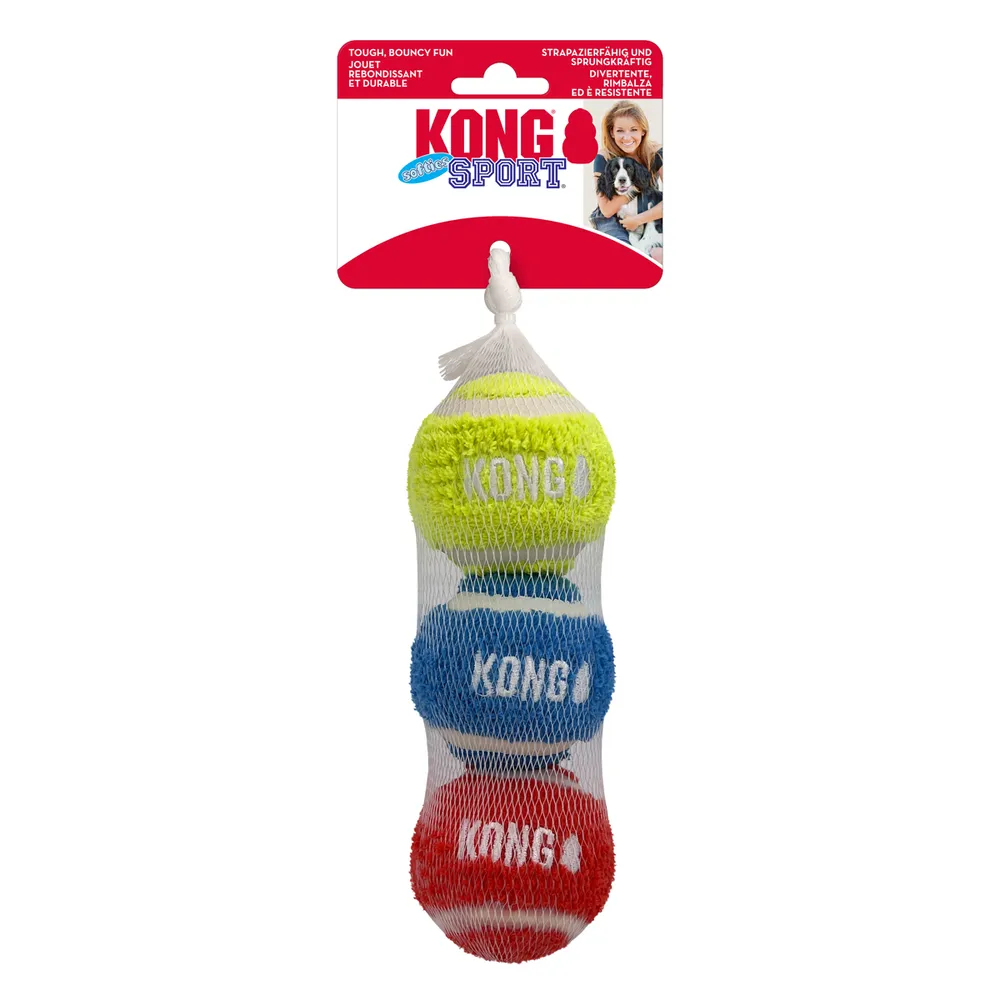 Kong - Sport Softies Ball M 3-pack Mix Ø6,5cm - Pet Supplies