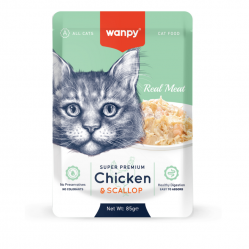 wanpy - Cat Retort Pouch - Chicken & Scallop - 85g - Pet Supplies
