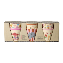Rice - Melamine Cups with Fun Fair Prints - Pink - Small - Home and Kitchen
