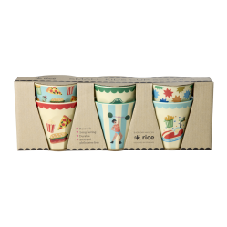 Rice - Melamine Cups with Fun Fair Prints - Mint - Small - Home and Kitchen