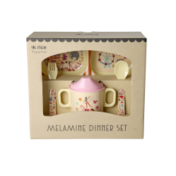 Rice - Melamine Baby Dinner Set - Fun Fair Print - Pink - Baby and Children