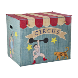 Rice - Raffia Storage Box with Circus Theme - Extra Large - Home and Kitchen