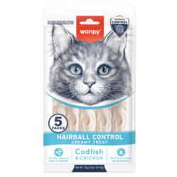 wanpy - Wanpy Cat Functional Creamy Lickable Treat Hairball Codfish & Chicken 70g (5x14g) - 70g (5x14g) - Pet Supplies