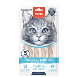 wanpy - Wanpy Cat Functional Creamy Lickable Treat Hairball Codfish & Chicken 70g (5x14g) - 70g (5x14g) - Pet Supplies
