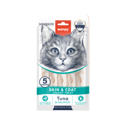 wanpy - Wanpy Cat Functional Creamy Lickable Treat Skin & Coat Tuna & Salmon 70g (5x14g) - 70g (5x14g) - Pet Supplies